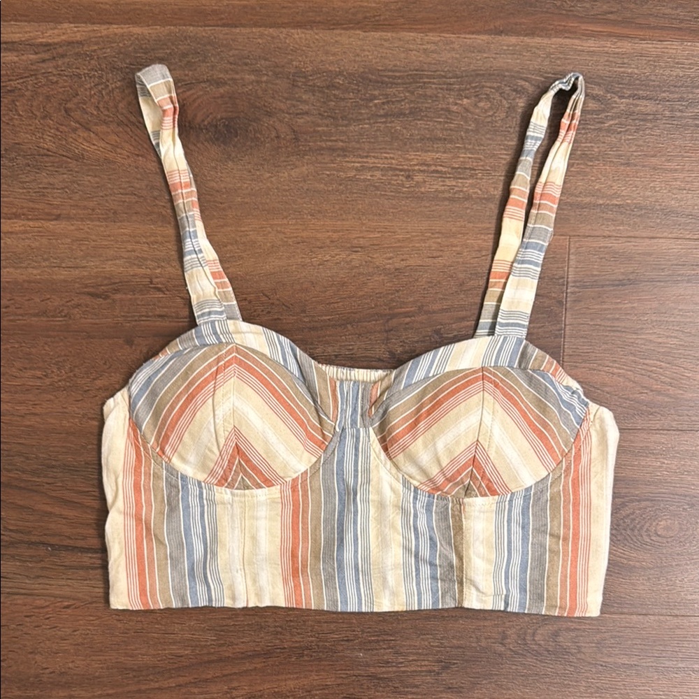 American Eagle Outfitters Blue and Red Fitted Bustier Tank Top